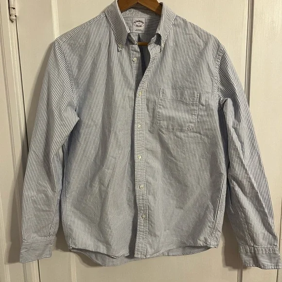 Brooks Brothers Friday Shirt Oxford Stripe Button Down Medium - Picture 1 of 5